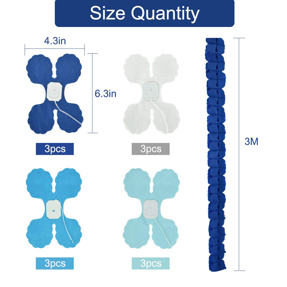 12PCS Four Leaf Clover Paper Garland 120ft Navy Blue Ocean Party Streamers Tissue Flower Reusable Hanging Banner for Wedding Baby Shower Home Party Backdrop Graduation Decoration