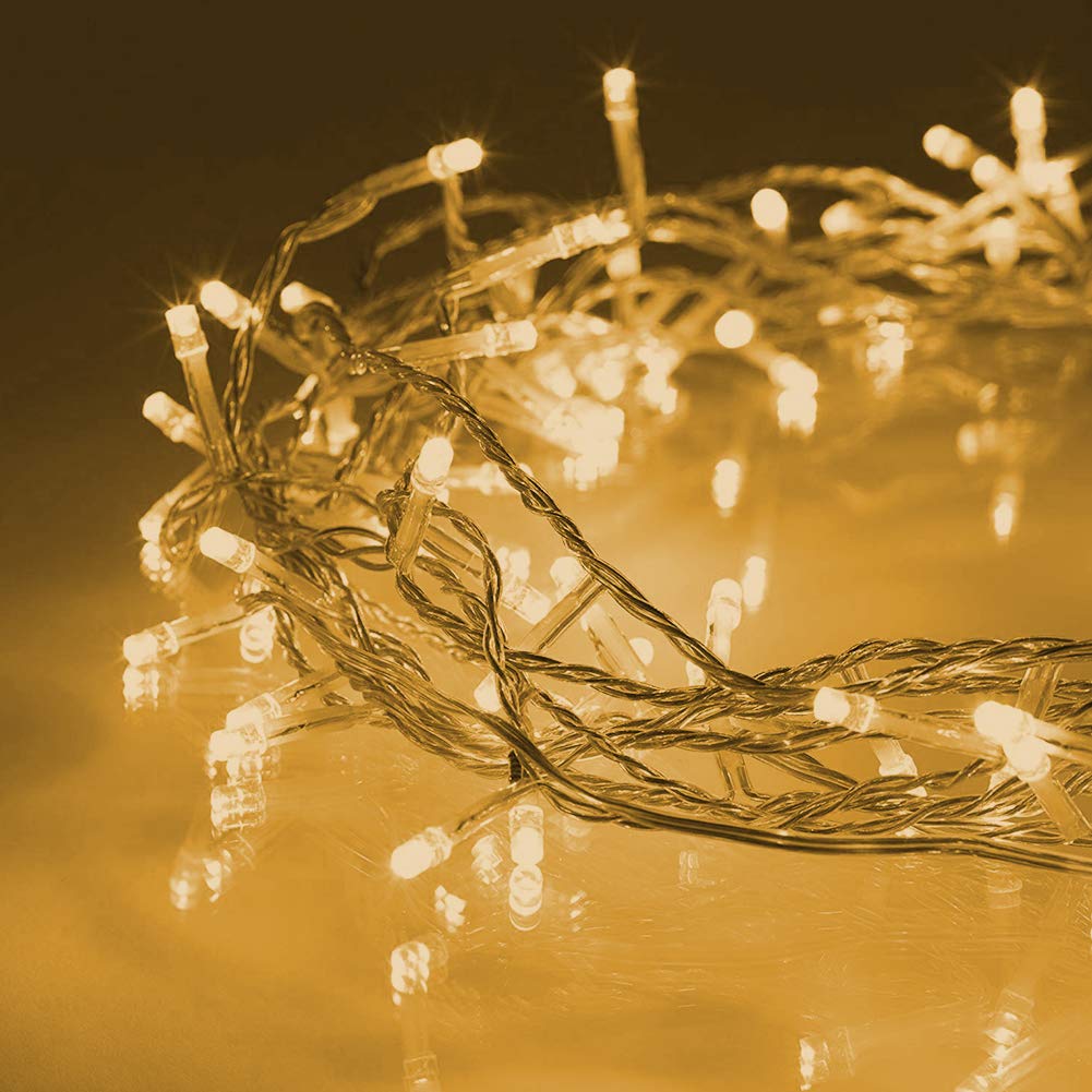 200 LED String Lights, 66 ft Plug in String Lights 8 Modes Waterproof for Indoor Outdoor Christmas Tree Wedding Party Bedroom Warm White