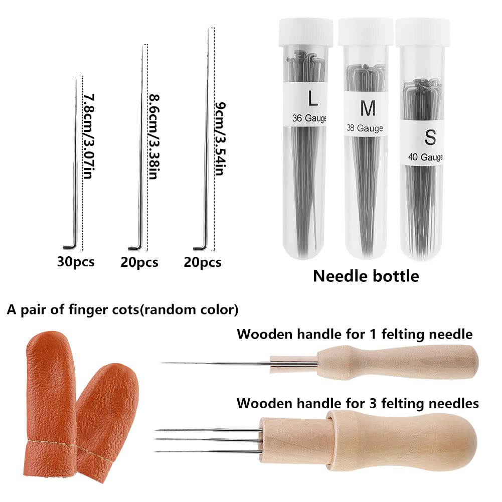 74 Pcs Needles Wool Felting Needles Tools Needle Felting Supplies Felting Tools Needle Felting Tool with 3 Sizes Felting Needles for Beginner Professional