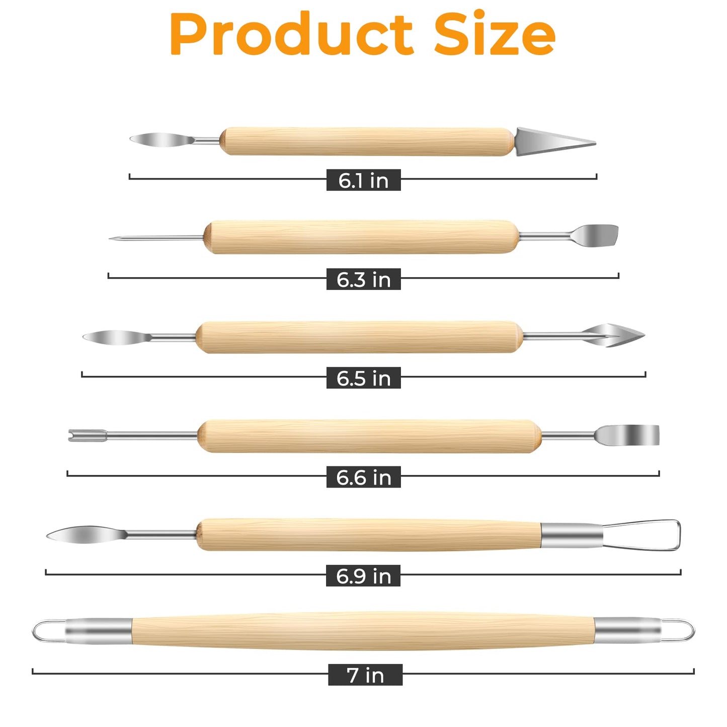 6 Pack Clay Tools Kit, Pottery Tools & Sculpting Tools, Polymer Modeling Clay Cutters Sculpture Set for Carving, Ceramics, Molding, DIY