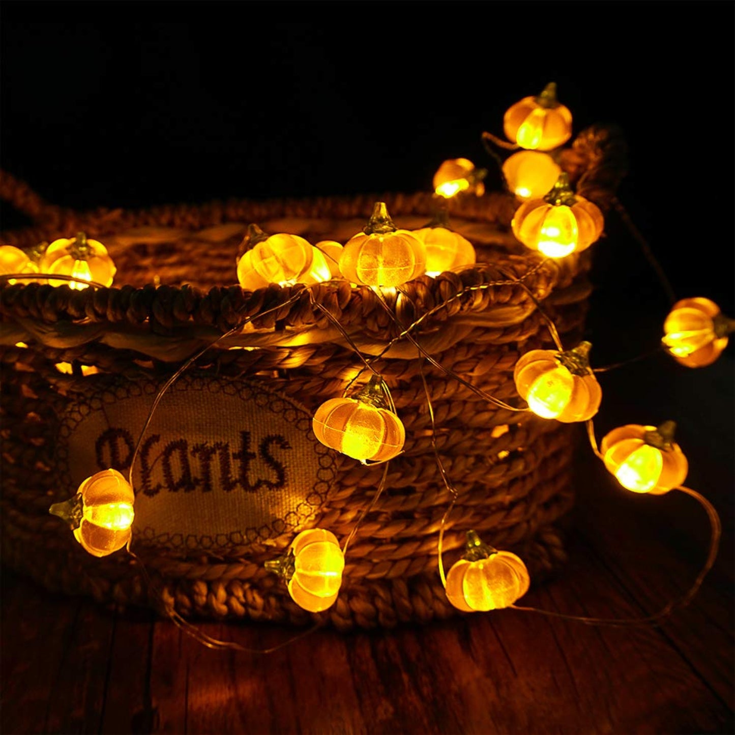 Halloween Lights 3D Jack-o-Lantern 10ft 30 LEDs Pumpkin String Lights Battery Powered Orange Lights for Halloween Party Indoor Fall Outdoor Harvest Thanksgiving Decorations