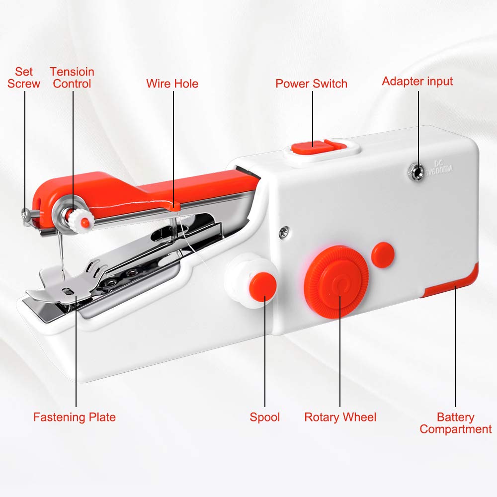 Handheld Sewing Machine, Mini Portable Electric Sewing Machine for Adult, Fast Stitch Suitable for Fabrics, Clothes, DIY Home Travel