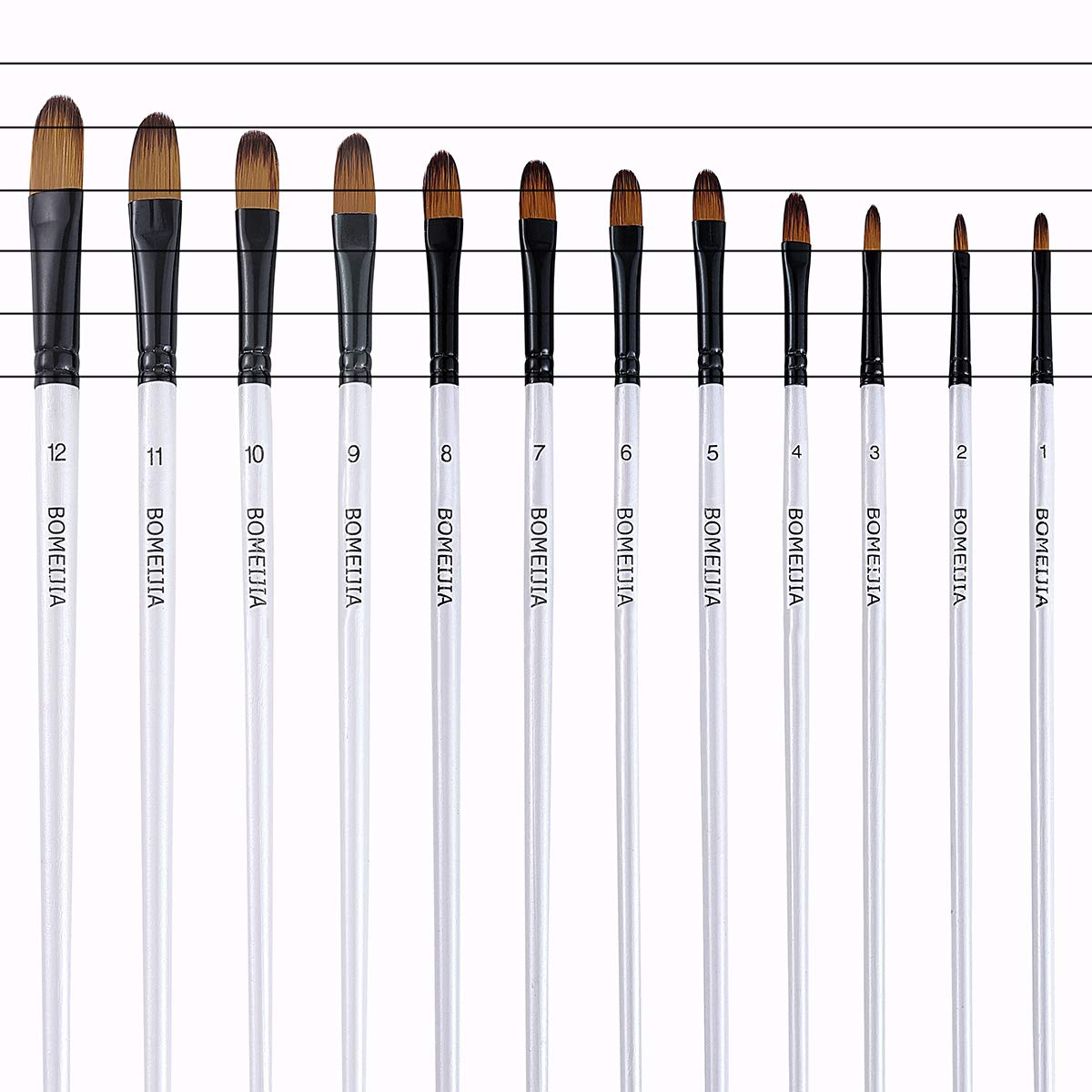 Paint Brushes Set, 12 PCS Artist Brush for Acrylic Oil Watercolor Gouache Artist Professional Painting Kits with Synthetic Nylon Tips White