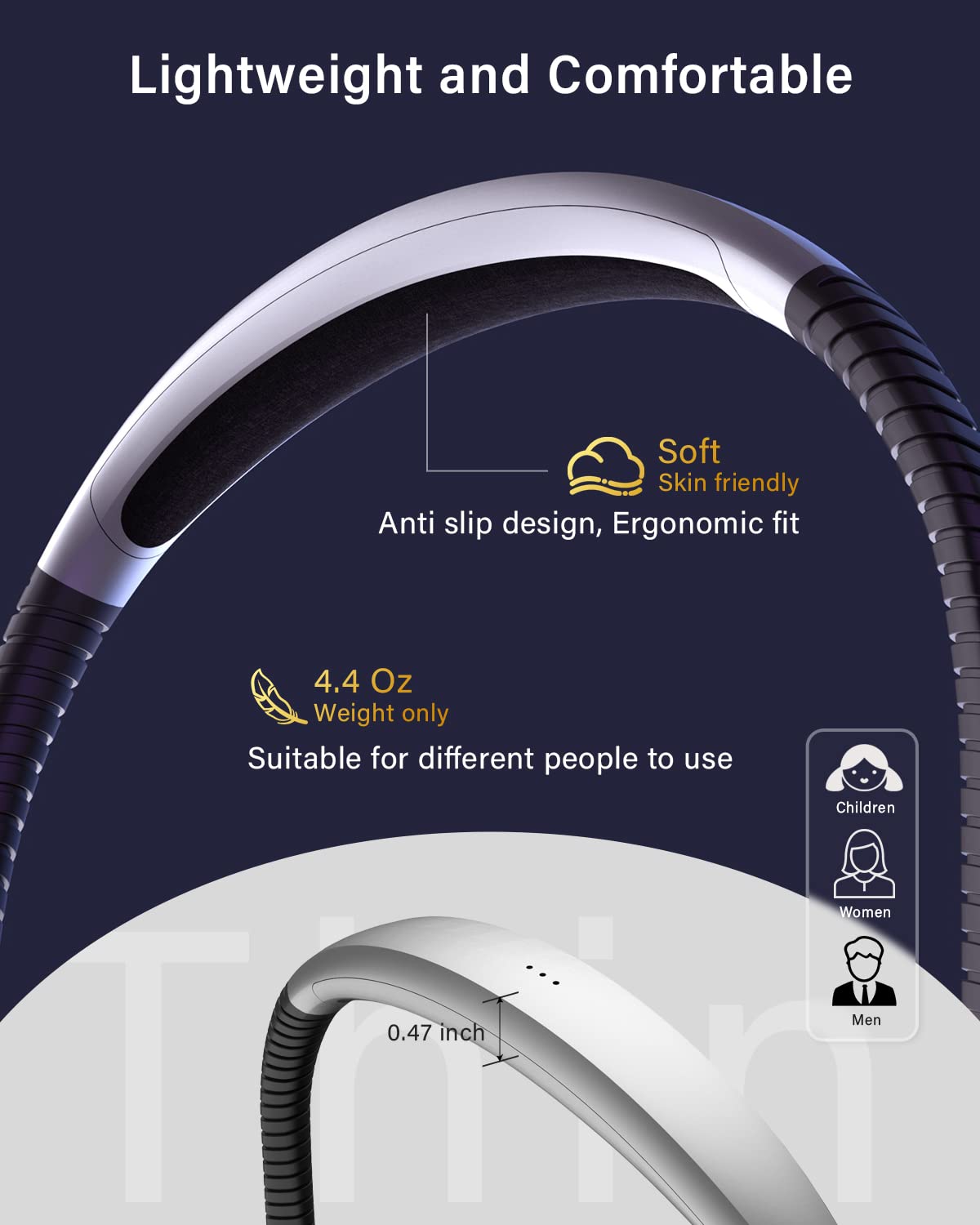 LED Neck Reading Light Rechargeable, Book Light for Reading in Bed, 3 Colors & 5 Brightness Adjustable, Long Lasting. Great for Knitting, Camping & Repairing