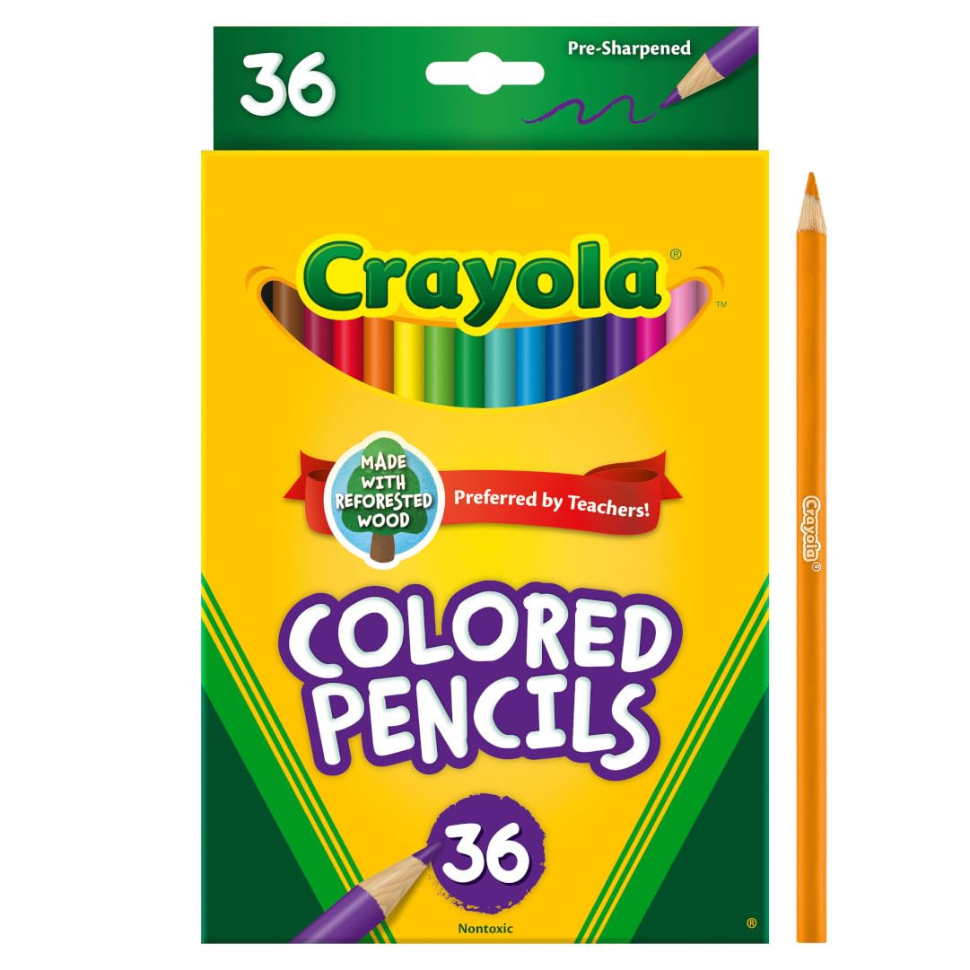 Colored Pencils (36ct), Kids Pencils Set, Arts & Crafts Supplies, Coloring Book Pencils, Gifts for Kids & Toddlers, Ages 3+