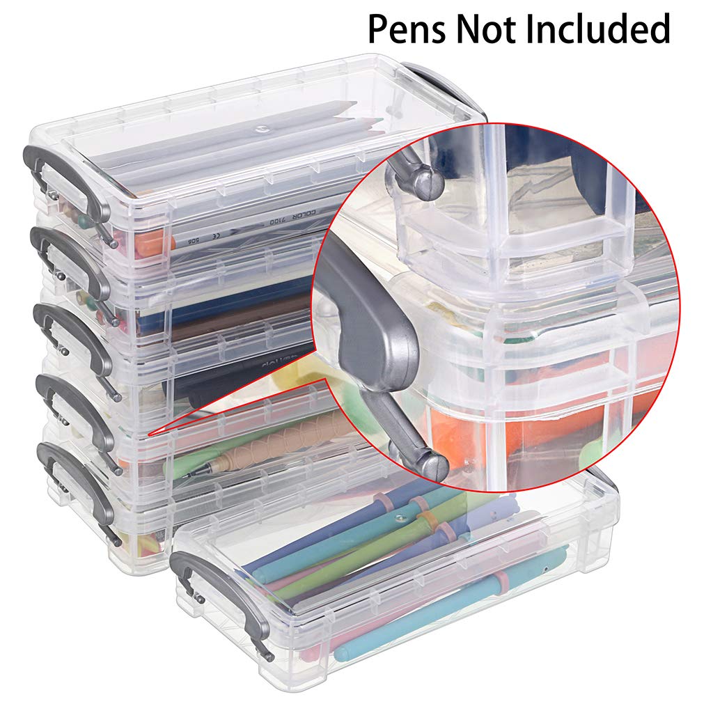 Large Capacity Pencil Box, Office Supplies Storage Organizer Box, Brush Painting Pencils Storage Box Watercolor Pen Container Drawing Tools(6 Pack Clear)