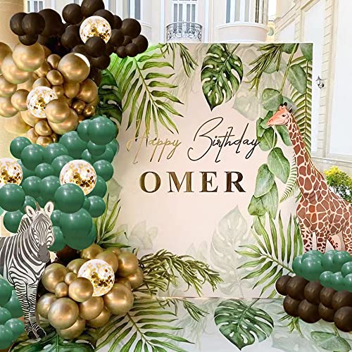 Sage Green Black Gold party Balloons, 50pcs 12 Inch Retro Sage Green Black Metallic Gold Confetti Balloons with Ribbon for Birthday Baby Shower Decorations (GreenBlack50pcs)