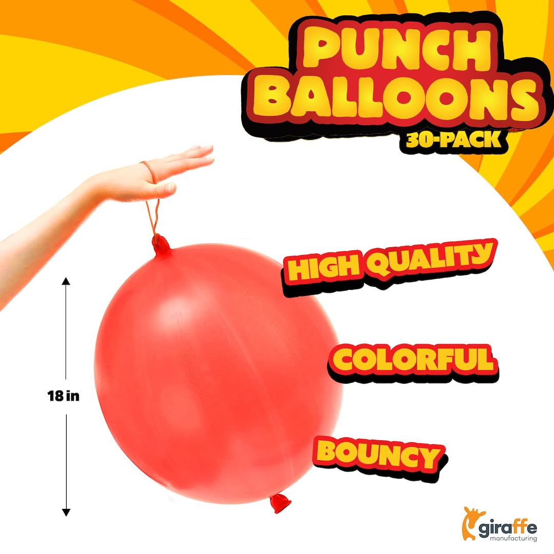 30-Pack Punch Balloons for Kids - Easter Basket Essentials, Perfect Easter Basket Stuffers for Toddlers, Exciting Egg Fillers, Birthday Party Favors for Kids 8-12 & Goodie Bag Stuffers