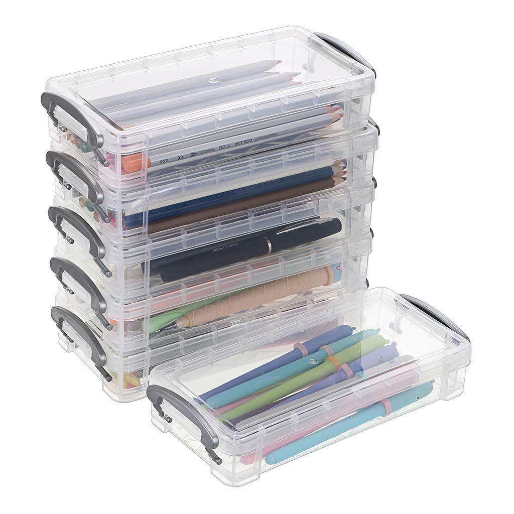 Large Capacity Pencil Box, Office Supplies Storage Organizer Box, Brush Painting Pencils Storage Box Watercolor Pen Container Drawing Tools(6 Pack Clear)