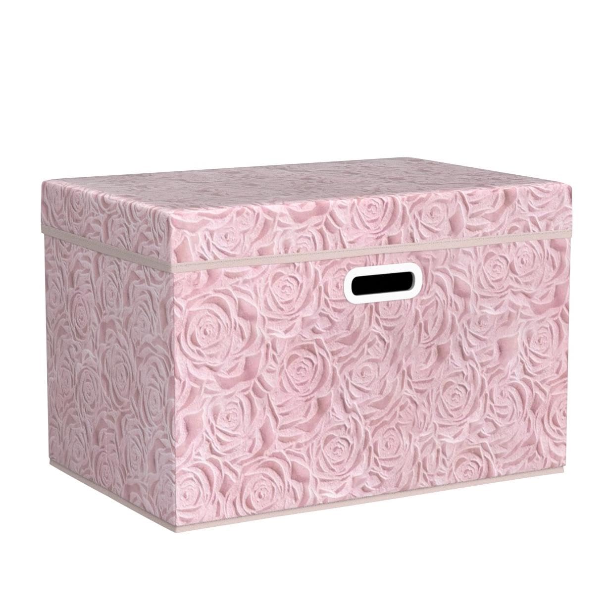 Larger Collapsible Storage Boxes with Lids Fabric Decorative Bins Cubes Organizer Containers Baskets Handles Divider for Bedroom Closet Living Room Pink 17.7x11.8x11.8 Inch 3 Pack