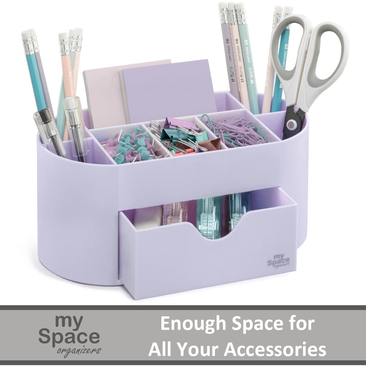 Lavender Desk Organizer for Office Supplies and Desk Accessories - Pen Holder Desktop Organization for Room College Dorm Home School (White Lavender)