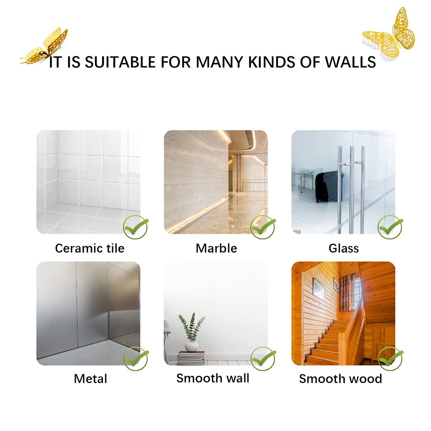3D Butterfly Wall Decor - 48 Pcs, 4 Styles, 3 Sizes, Gold Butterfly Decorations for Birthday & Party Celebrations, Removable Stickers