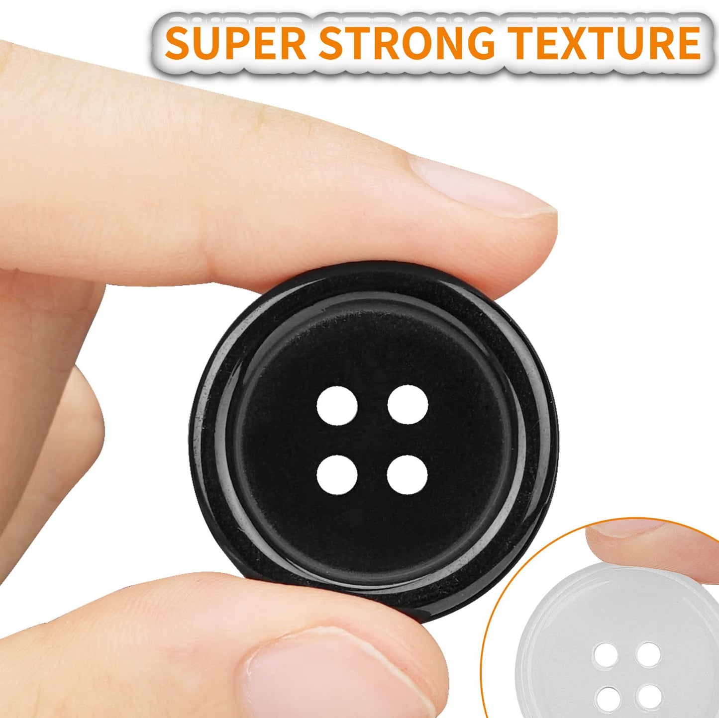 160 PCS (Black and White) Craft Buttons, Resin Buttons in 5 Sizes 2/5", 1/2", 3/5", 4/5" and 1" for Shirts, Suits and Other Garment Sewing Buttons and DIY Craft Projects