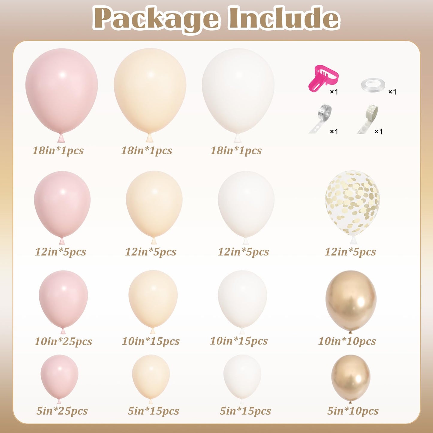 157 Pcs Boho Dusty Pink Balloons Arch Garland Kit, Blush Neutral Pink Sand White Metallic Gold Different Size Balloon for Girls Baby Shower Birthday Wedding Gender Reveal Party Decorations