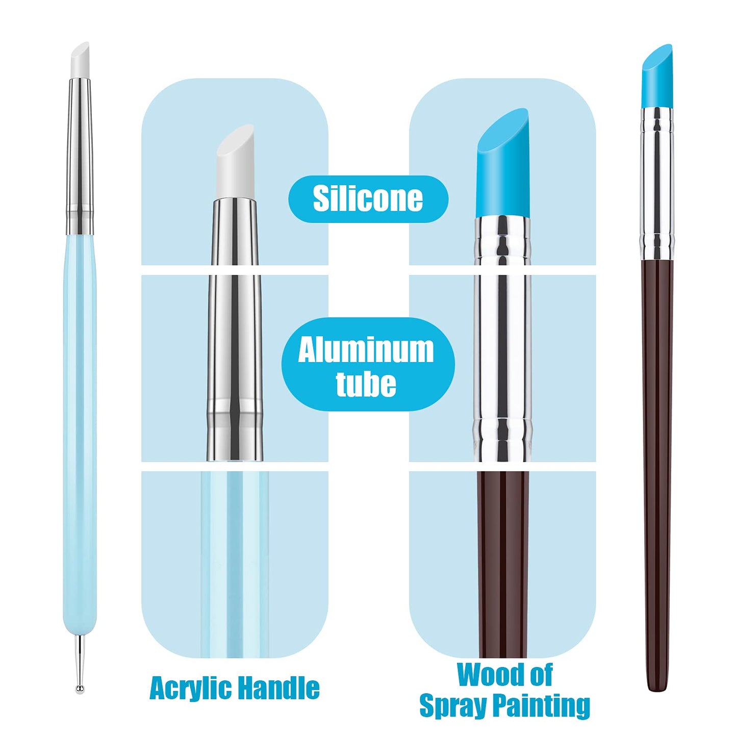 10Pcs Silicone Clay Sculpting Tool, Modeling Dotting Tool & Pottery Craft use for DIY Handicraft, Silicone Brush, Sculpture Pottery, Nail Art