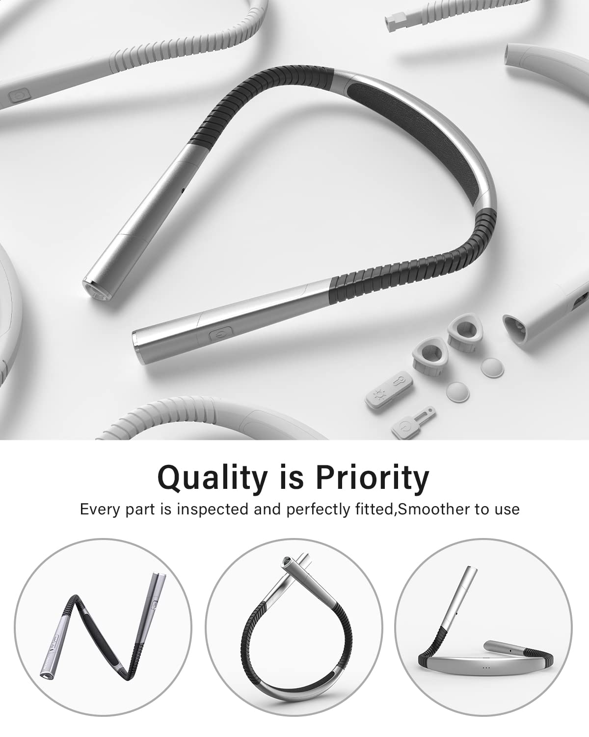 LED Neck Reading Light Rechargeable, Book Light for Reading in Bed, 3 Colors & 5 Brightness Adjustable, Long Lasting. Great for Knitting, Camping & Repairing