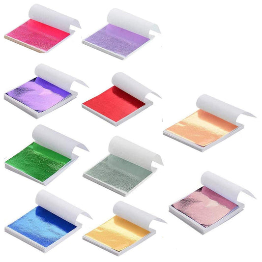 500 Sheets 10 Colors Metallic Gold Foil Leaf Paper - Foil Paper Slime Decorating Gilding Furniture, DIY Nails, Arts, Crafts, Paintings