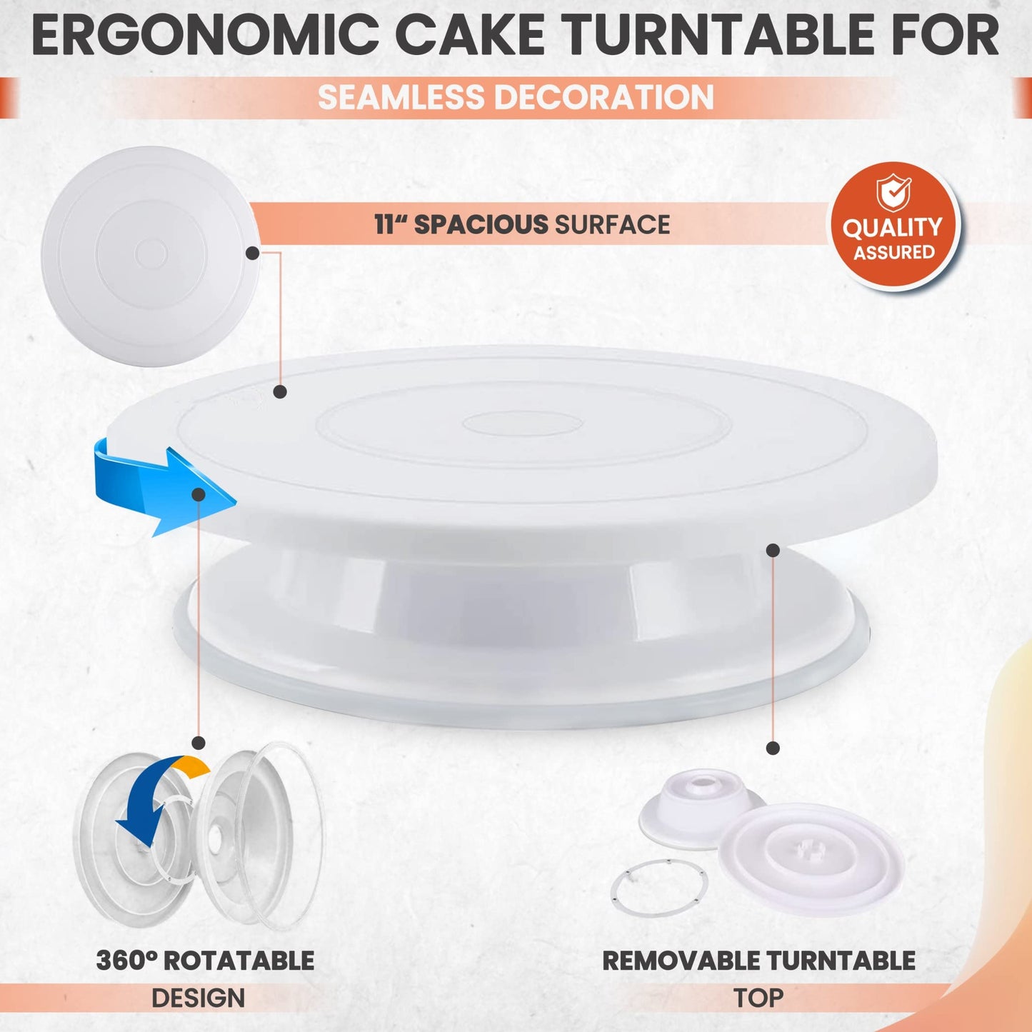 35PCs Cake Turntable and Leveler-Rotating Cake Stand with Non Slip pad-7 Icing Tips and 20 Bags- Straight & Offset Spatula-3 Scraper Set -EBook-Cake Decorating Supplies Kit -Baking Tools