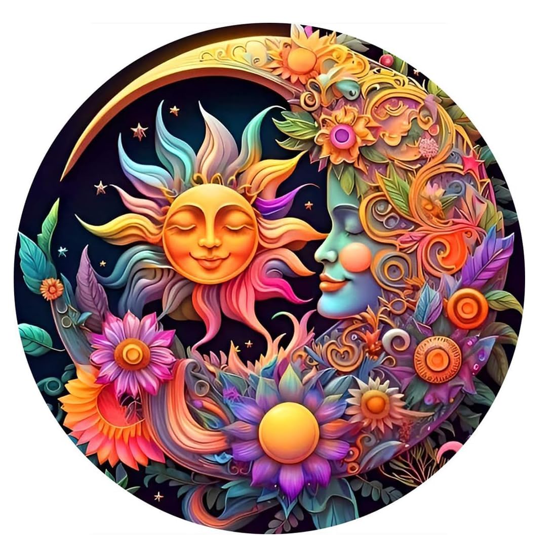 Stamped Cross Stitch Kits - Sun Moon Flower Embroidery Kits for Beginners Adults,11 CT Patterns Dimensions Counted Cross Stitch Kits Arts Craft Kits Frameless12x16inch