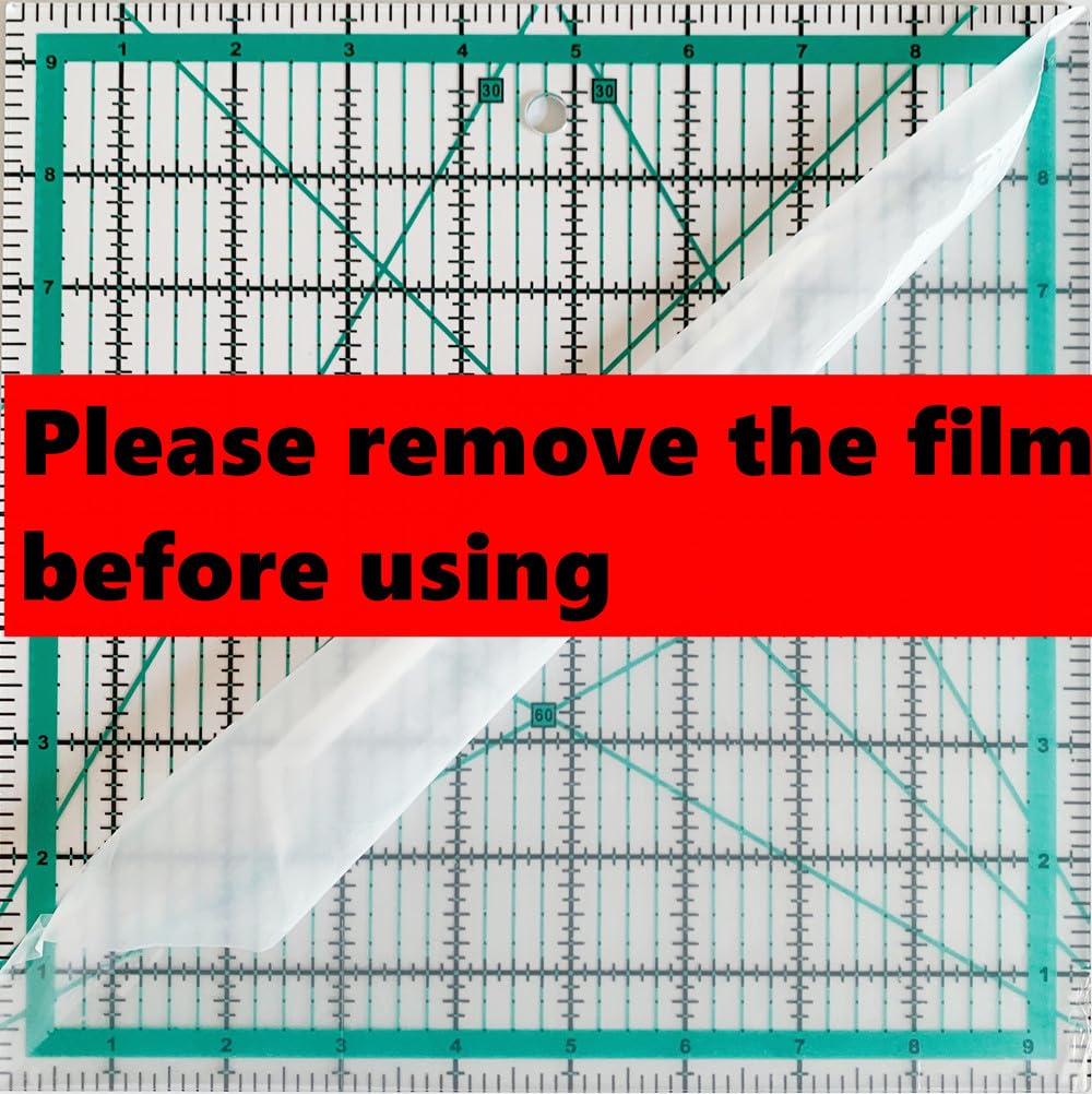 Quilting Rulers,4 Square Quilting Templates(4.5"X4.5", 6"X6", 9.5"X9.5", 12.5"X12.5"),Acrylic Fabric Cutting Ruler with Non-Slip Rings for Sewing