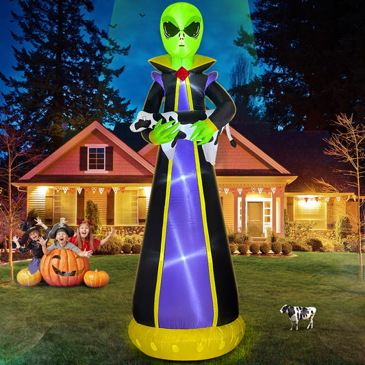 Halloween Inflatable Outdoor Decoration 10 FT Inflatable Alien Decoration Halloween Blow up Yard Decoration LED Lights Holiday Party Yard Lawn Halloween Decorations Garden