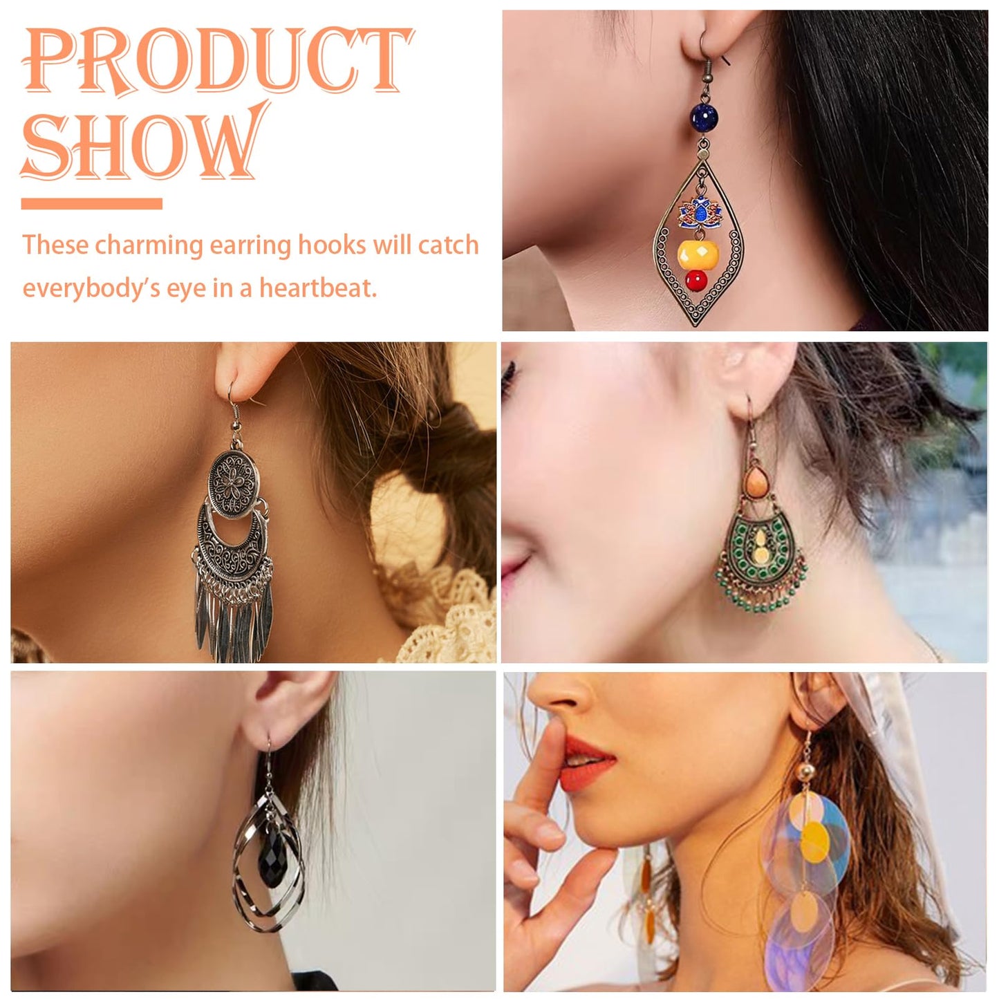 150pcs Hypoallergenic Earring Hooks Mixed Colors Ear Wire Hooks Earring Making Kit with 1000pcs Open Jump Rings 200pcs Earring Backs for Jewelry Making Findings