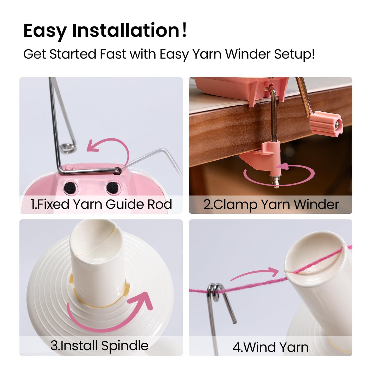 Yarn Winder, Ball Winder for Crocheting and Knitting, Ideal Gifts for Women's Day, Hand Operated Winder for Yarn Storage, Included Scissors and Storage Pouches