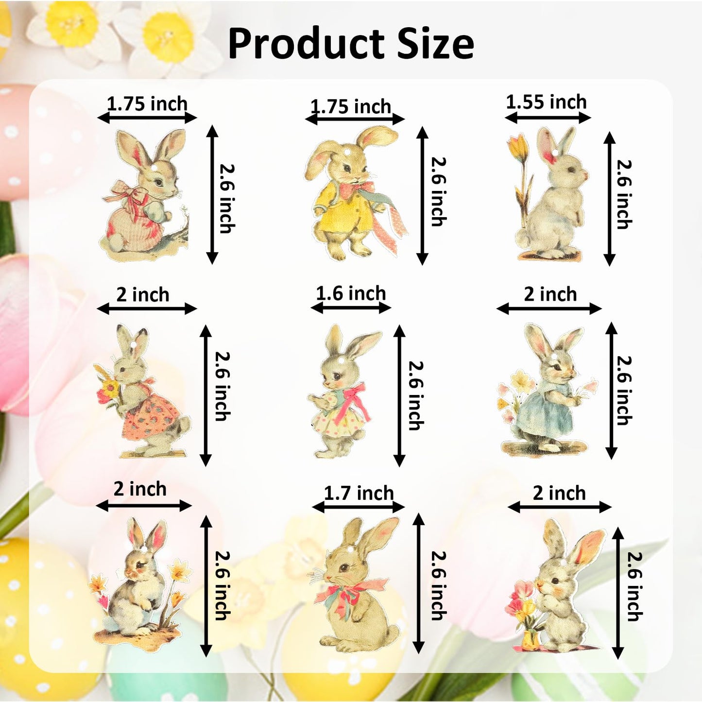 Vintage Easter Decoration Wooden Hanging Ornaments - 36Pcs Vintage Style Rabbits Bunny Wood Cutouts Rustic Farmhouse Spring Tree Decor Home Easter Party Supplies