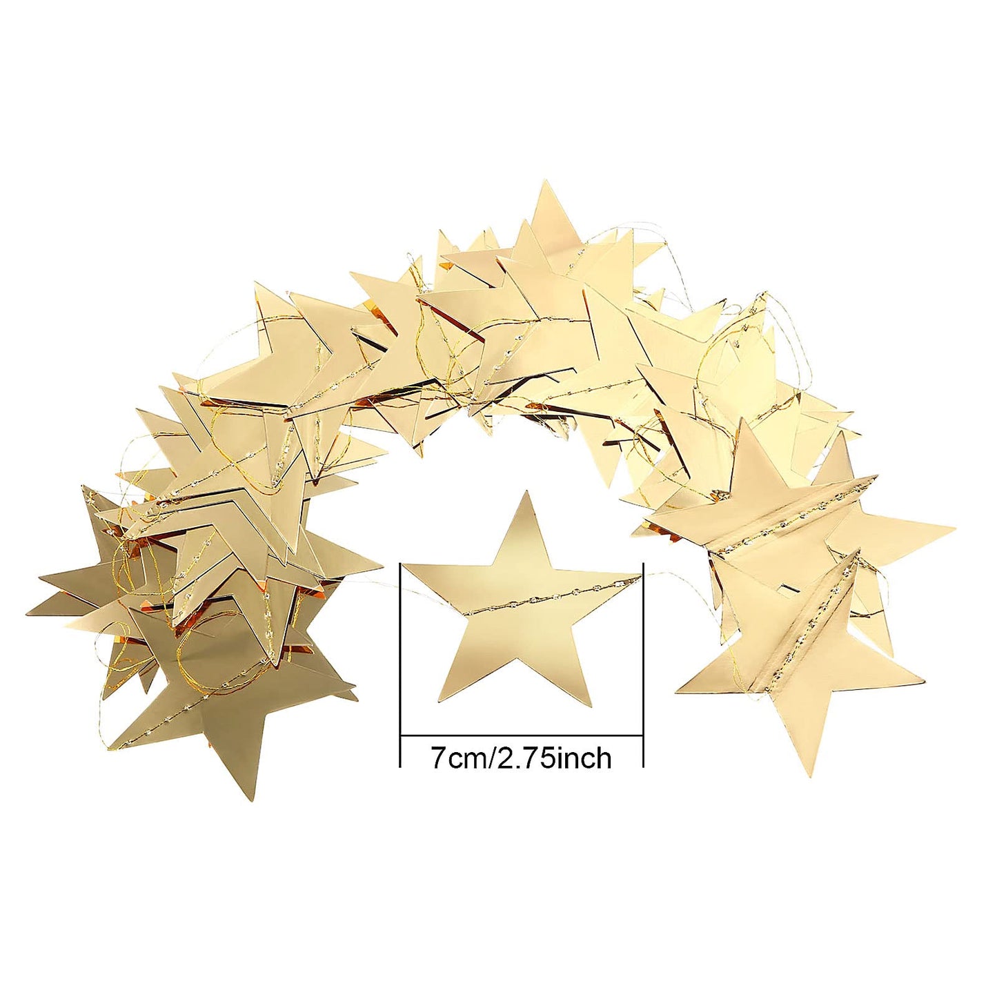 Glitter Star Garland Banner Decor, 130 Feet Star Hanging Bunting Banner Bright Backdrop for 2025 Graduation Prom Wedding Birthday Christmas Party Supplies(Gold)