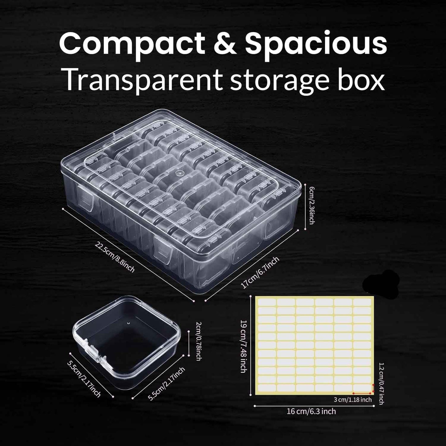 Bead Organizers Box 30Pcs Plastic Mini Clear Storage Cases with 1pcs Hinged Lid Rectangle Case, forJewelry Beading diamond painting Crafts Screws Small Parts of Containers