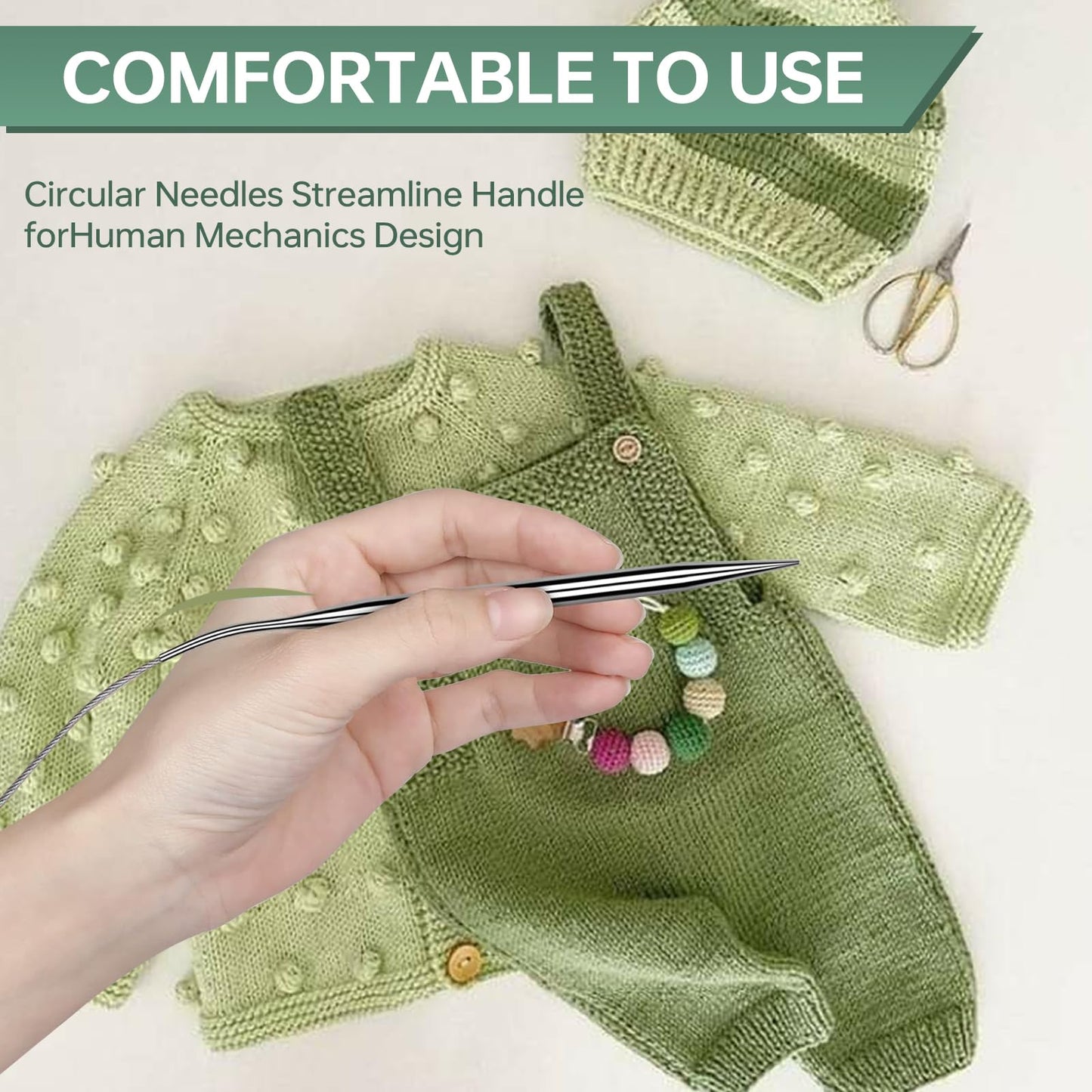 11 American Standard - Circular Knitting Needles - Knitting Needles - Designed for Knitting Enthusiasts, Beginners, and Arthritis sufferers. (Silver, 40 inches (100cm))