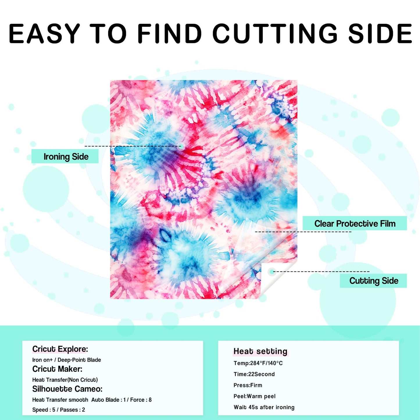 Tie Dye HTV Heat Transfer Vinyl -12 Sheets 12'' x 10''Watercolor HTV Vinyl Patterned Iron on Vinyl for T-Shirts