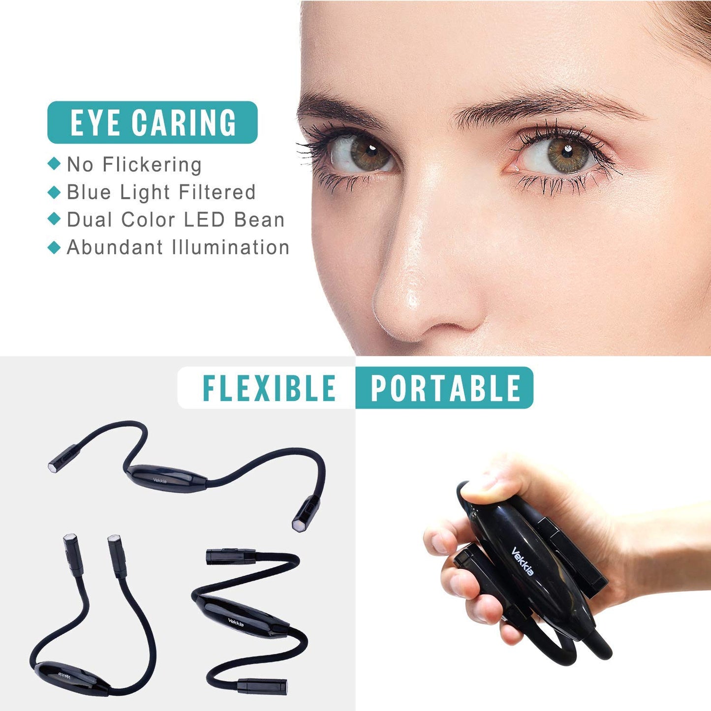 Lightweight Neck Reading Light - 3 Colors, 9 Brightness Levels. Rechargeable & Hand - Free. for Reading in Bed, Knitting, Crocheting, Sewing & Crafts, with Long - Lasting and Portable Design