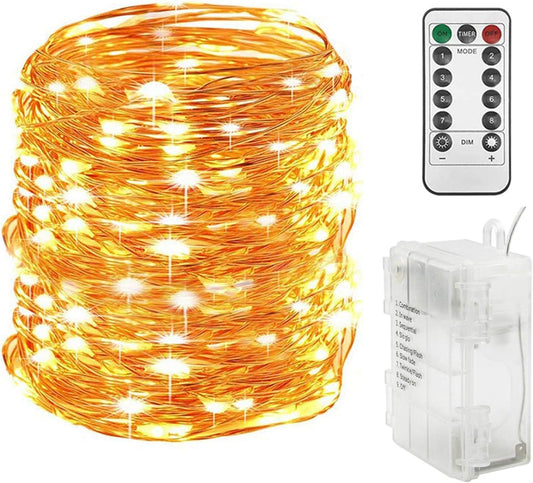 300 LED 99FT Copper Wire String Lights Battery Operated 8 Modes Fairy Lights with Remote Waterproof Fairy String Lights for Outdoor Christmas Lights Wedding Party Decoration Warm White