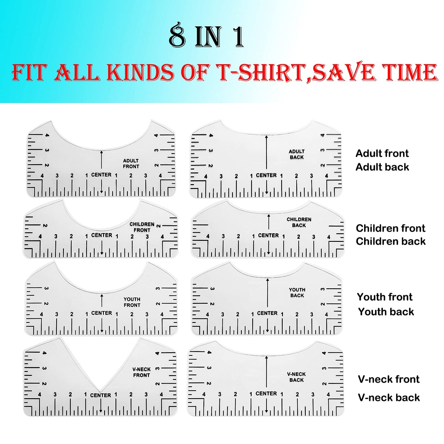 13 Packs Tshirt Ruler Guide for Heat Press,T-Shirt Alignment Ruler Guide Tool for Cricut Maker Accessories Heat Transfer Vinyl HTV Sewing Accessories and Supplies Cricut Easy Press Cricut Mug Tool