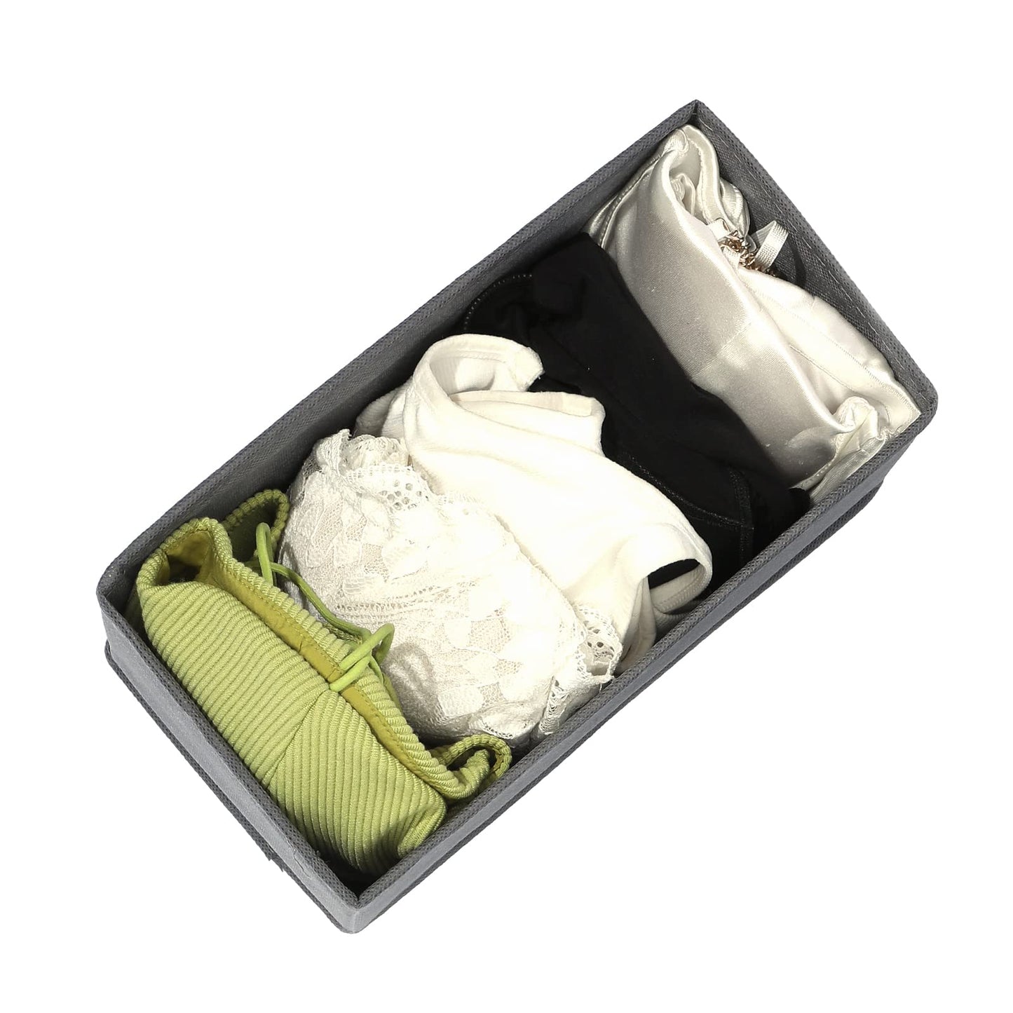 Socks Drawer Organizer Set of 3 Pack Grey, Underwear Dividers, Closet Cabinet Dresser Storage Boxes for Panties Stockings Leggings