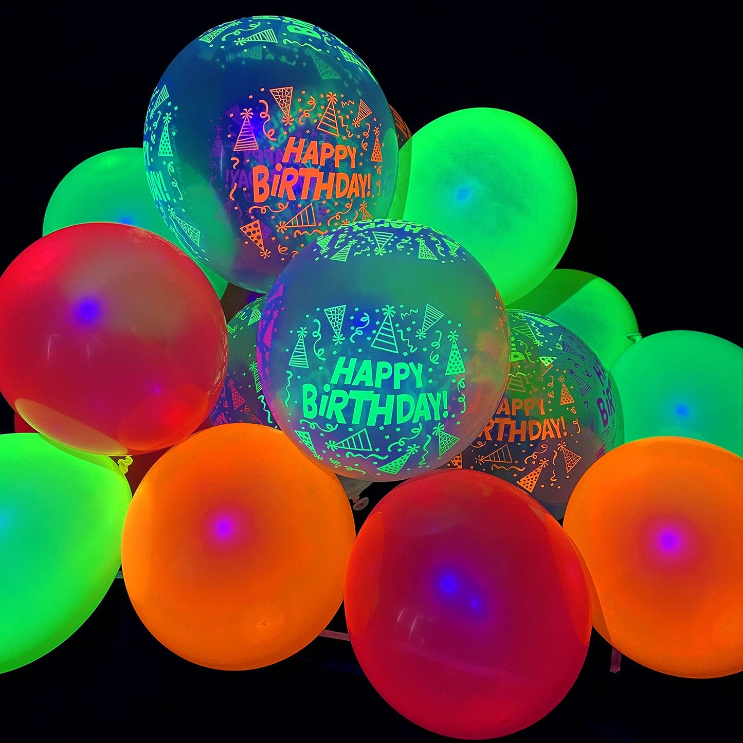 60 Pieces Neon Glow Balloons UV Party Supplies Happy Birthday Glow in The Dark Latex Fluorescent Balloons for Neon Party Supplies, 12 Inch