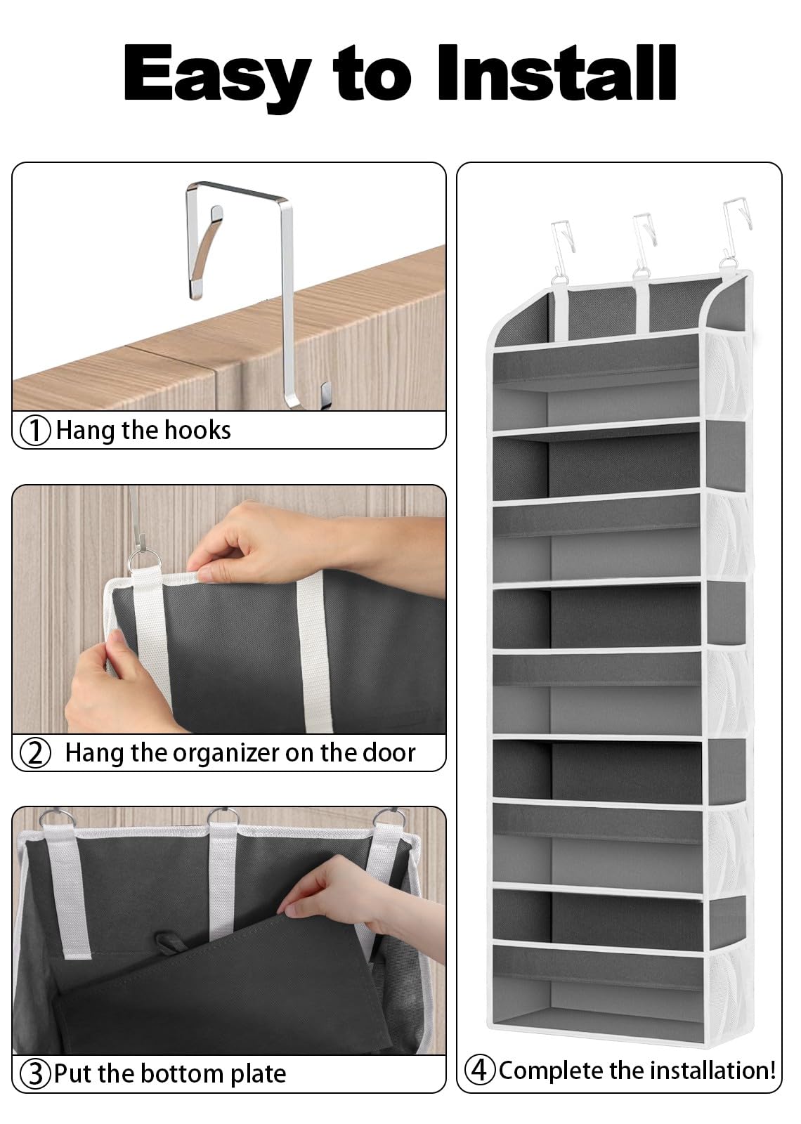 1 Pack Over The Door Organizer, Bathroom Organizers and Storage with 5 Pockets 10 Mesh Pockets, 50 lbs Weight Capacity Stuffed Animal Storage for Nursery Newborn Baby Essential