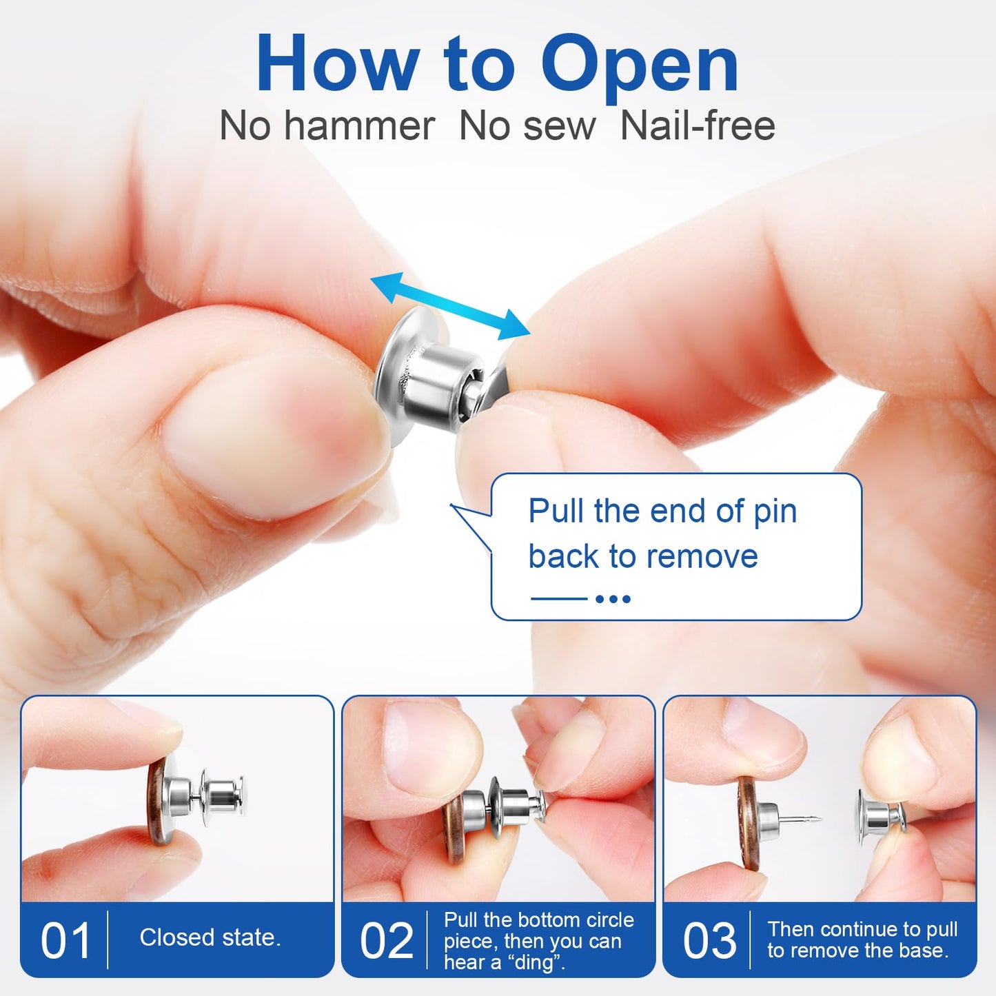 12 Sets Button Pins for Loose Jeans, No Sew and No Tools Instant Replacement Snap Tack Pant Button, Ceryvop Reusable and Adjustable Metal Pants Button Tightener