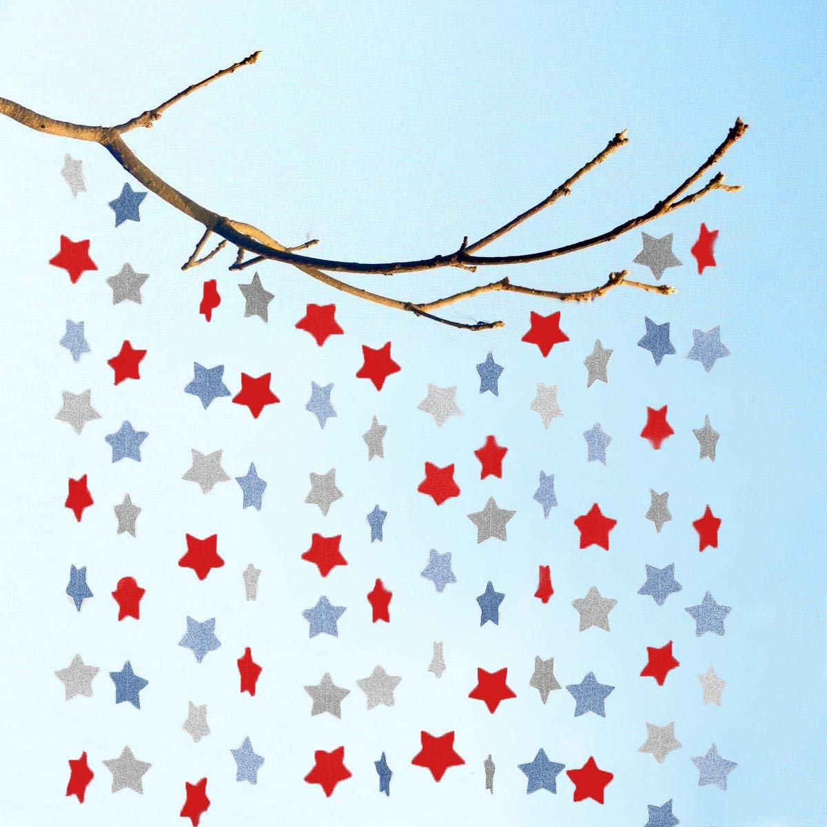 6 Pack Patriotic Star Streamers Garland Red White Blue Bunting Banner Paper Hanging Decorations for 4th of July American Independence Day Labor Day Holiday Memorial Day Party Supplies (50 Feet)