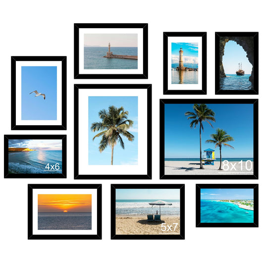 10 Packs Picture Frames Collage Wall Decor for Wall Hanging or Tabletop, 8x10, 5x7, 4x6 Multi Sizes Photo Frames, Collage Picture Frames for Family Wall Decor, Gallery Wall Frame Set, Black