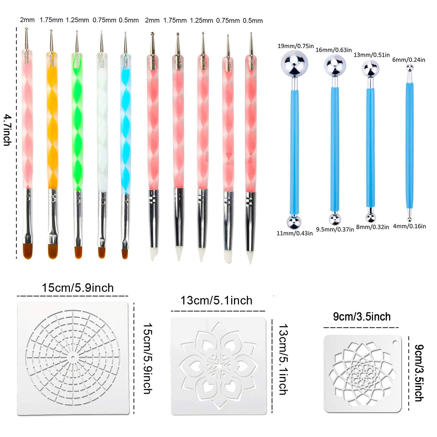 Mandala Dotting Tools, 58PCS Dot Painting Tools Set Rock Painting Supplies with a Blue Zipper Waterproof Storage Bag for Painting Rocks