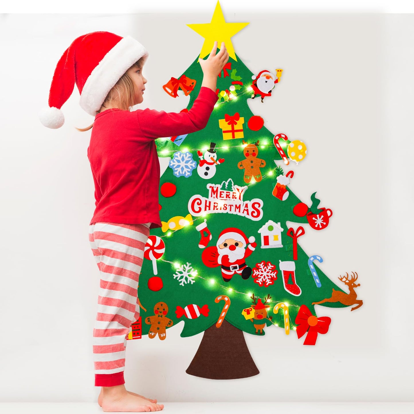 DIY Felt Christmas Tree Set 3.2Ft with 41 Ornaments for Kids Toddlers Home Wall Hanging Felt Christmas Craft Kits Xmas Decoration Party Supplies