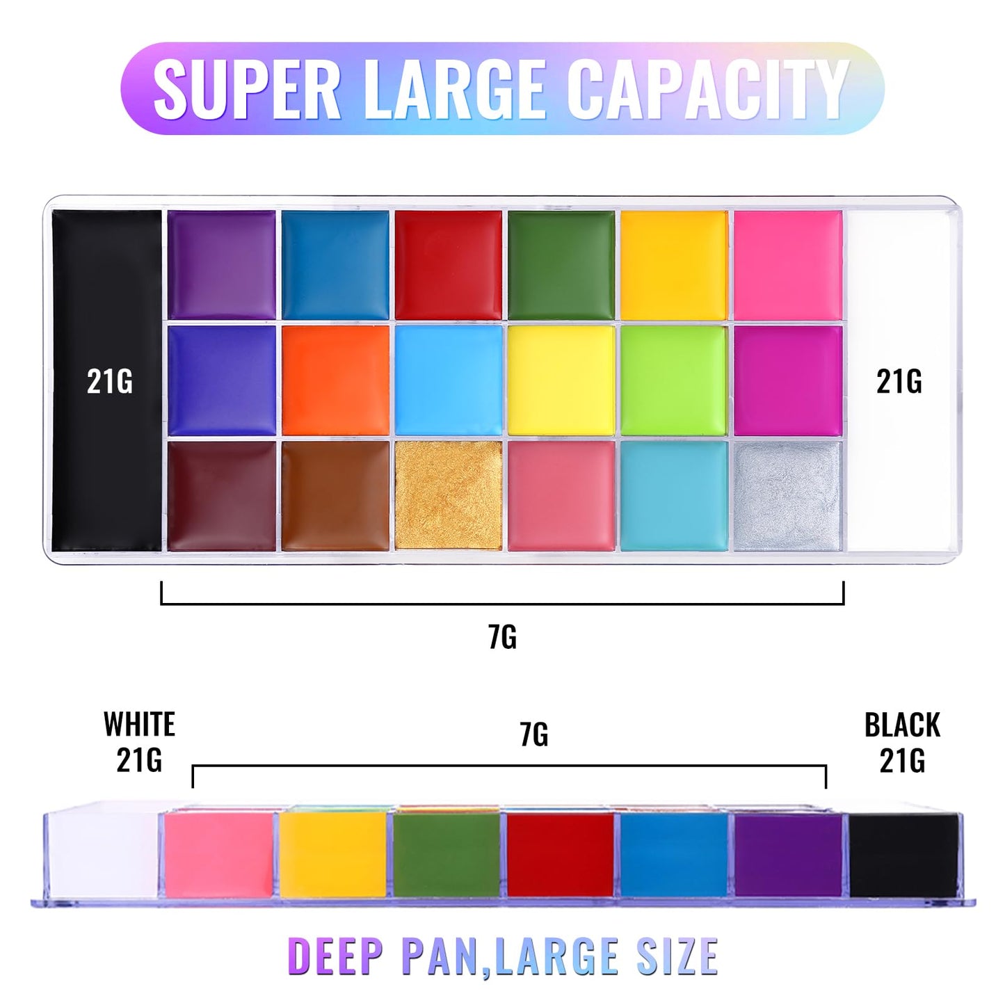 Face Body Paint Oil Palette, Professional Flash Non Toxic Safe Tattoo Halloween FX Party Artist Fancy Makeup Painting Kit For Kids and Adult