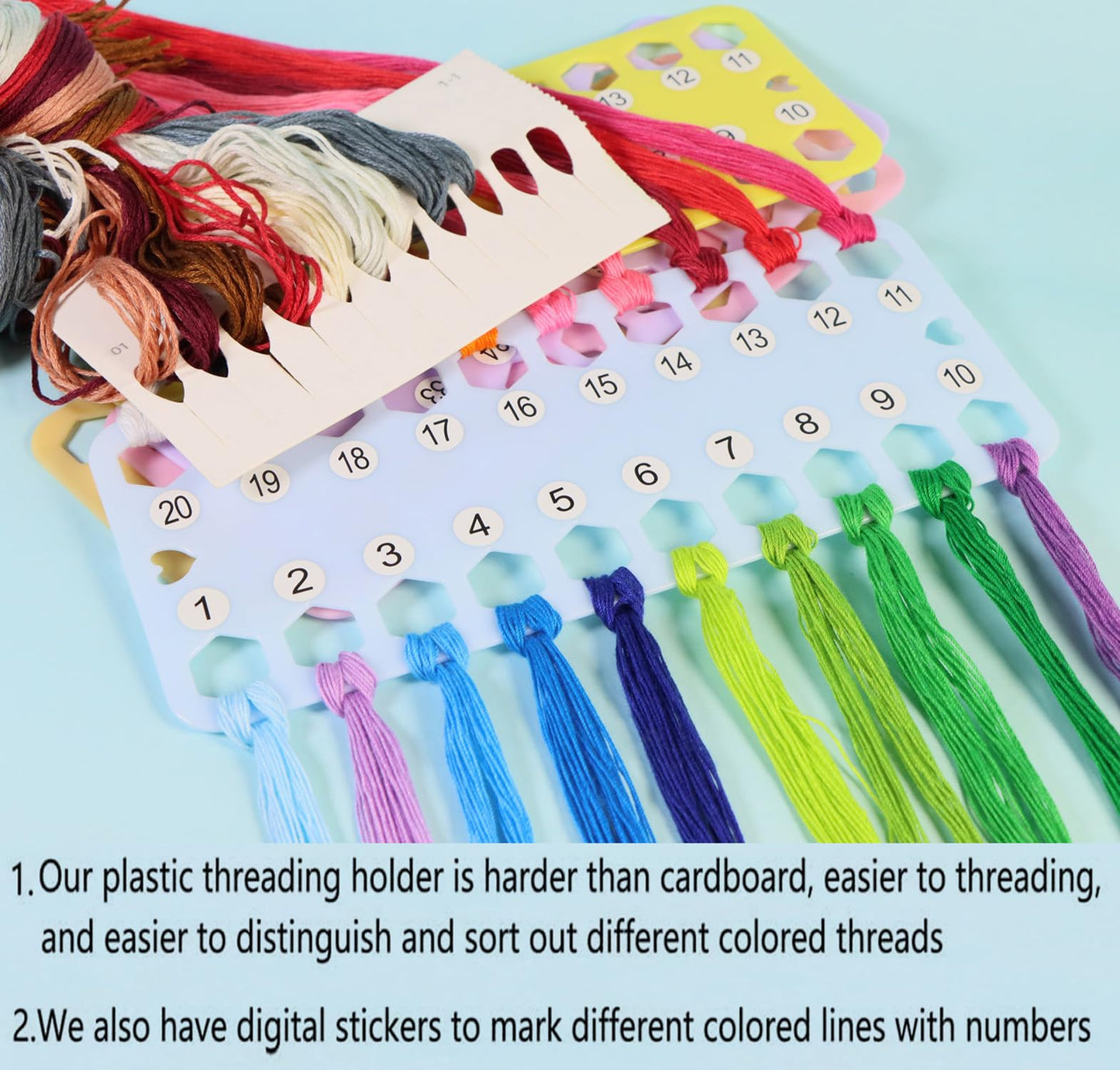 10-Pack Embroidery Floss Organizer Cards - Durable Cross Stitch Thread Holders Storage Tool, Portable Craft Storage for Sewing/Needlework Projects