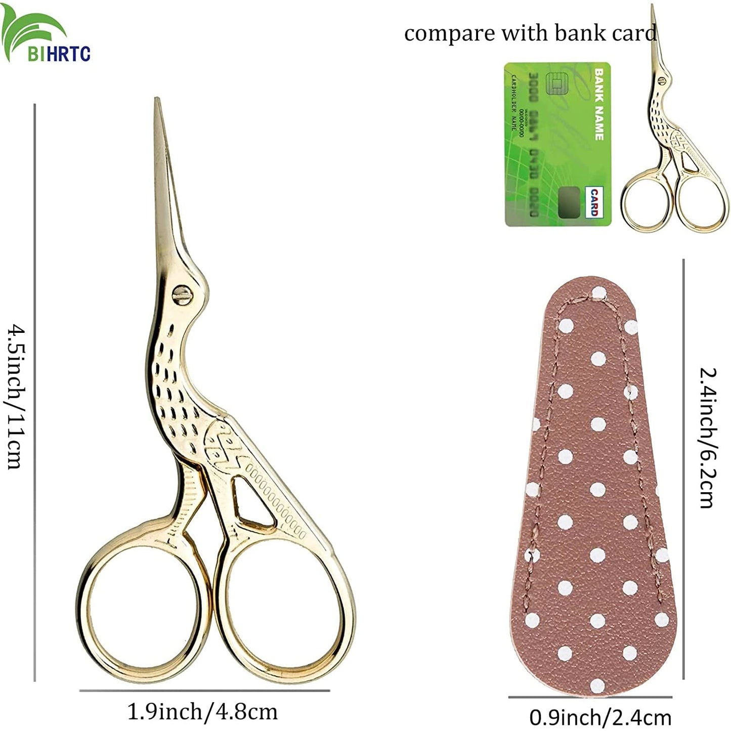 4.5Inch Embroidery Scissors Sharp Tip Stainless Steel Little Scissors for Knitting Cross Stitch Cutting Embroidery Sewing Handcraft Craft Art Work DIY Tool Gold