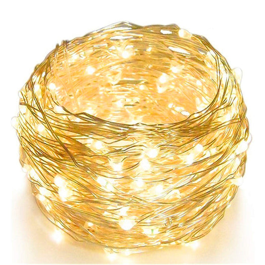 33 FT 100 LED Silver Wire Fairy String Lights for Christmas Wedding Party Home Holiday Decoration,Battery Operated, Warm White, Pack of 1