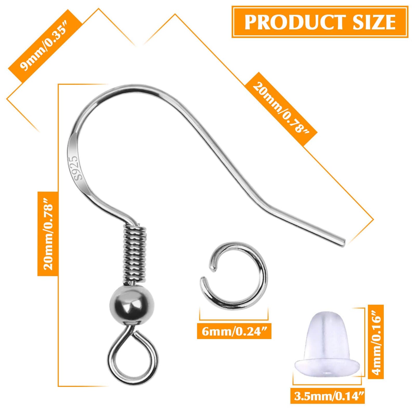 Hypoallergenic Earring Hooks, 600Pcs Earring Making Kit with Hypoallergenic Earring Hooks, Jump Rings and Clear Rubber Earring Backs for DIY Jewelry Making (Silver and Gold)