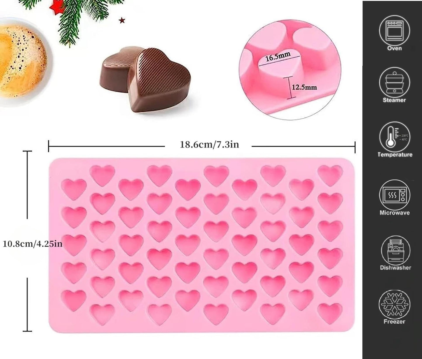 2 Pack Heart Silicone Molds Non-Stick Food Grade Silicone Molds Baking Mold Reusable Candy Mold,Used for Jelly, Homemade Treats, Candy, Chocolate,candle,lacquer seal Making Supplies