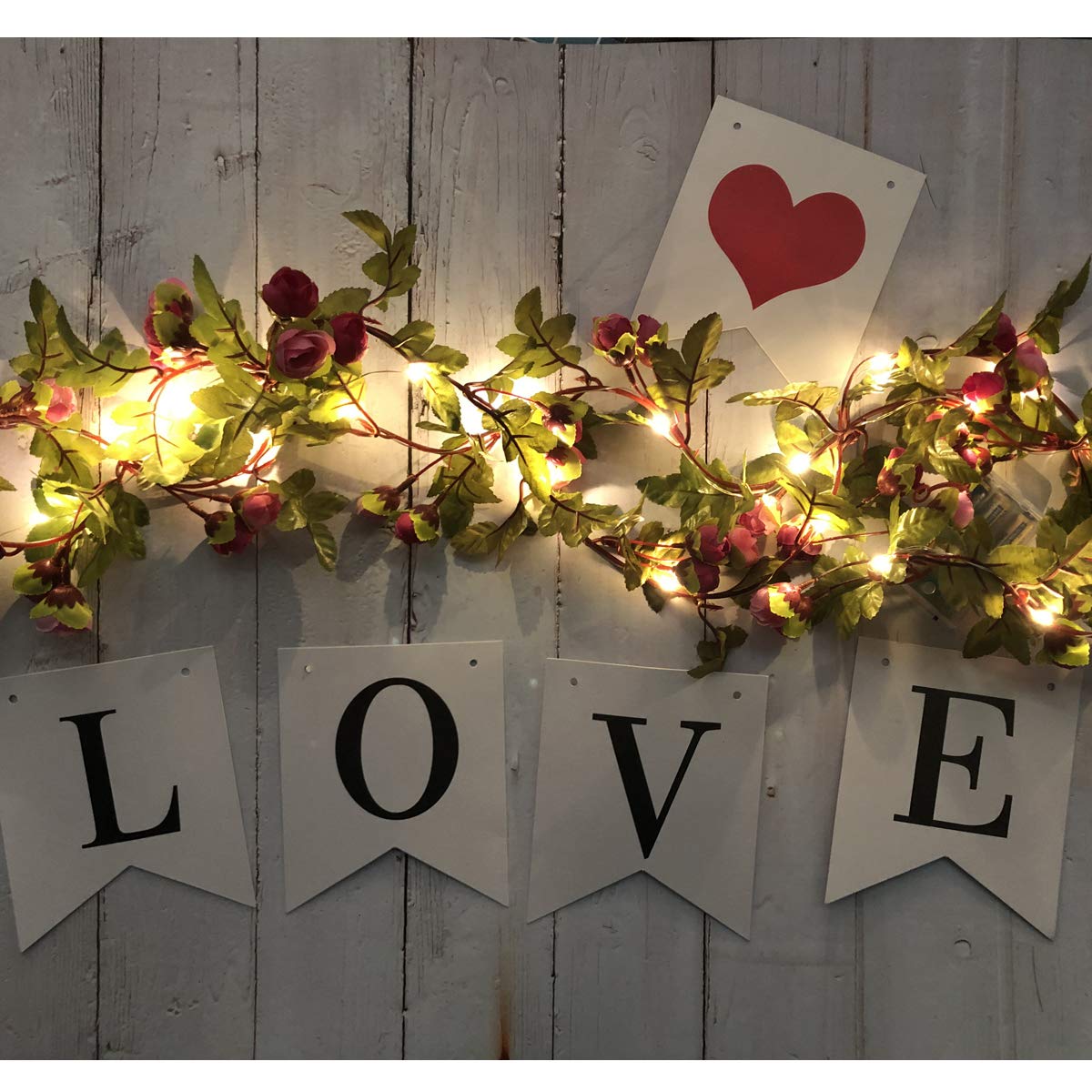 20 LED Rose Flower String Lights - 7.2ft Artificial Flower Garland with Fairy Lights for Valentine's Day, Garden Party, Wedding, Table Decor, Thanksgiving, Christmas
